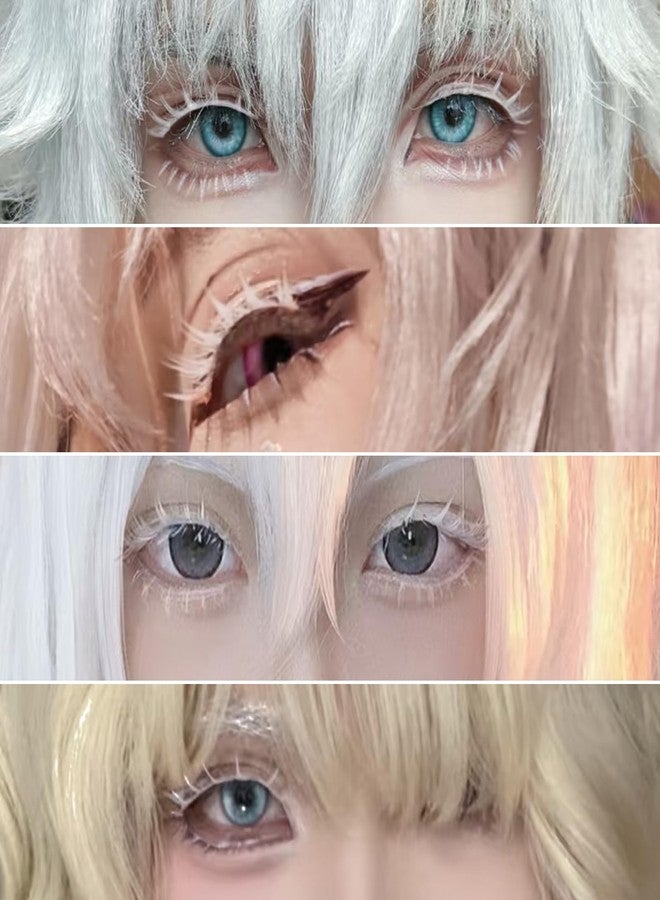 Jozlynn White False Wispy Eyelash Anime Cosplay Spiky Eyelashes Japanese Style Makeup Manga Lashes for Halloween Cosplay Party Stage Masquerade (3 Pairs) (white) - Image 3