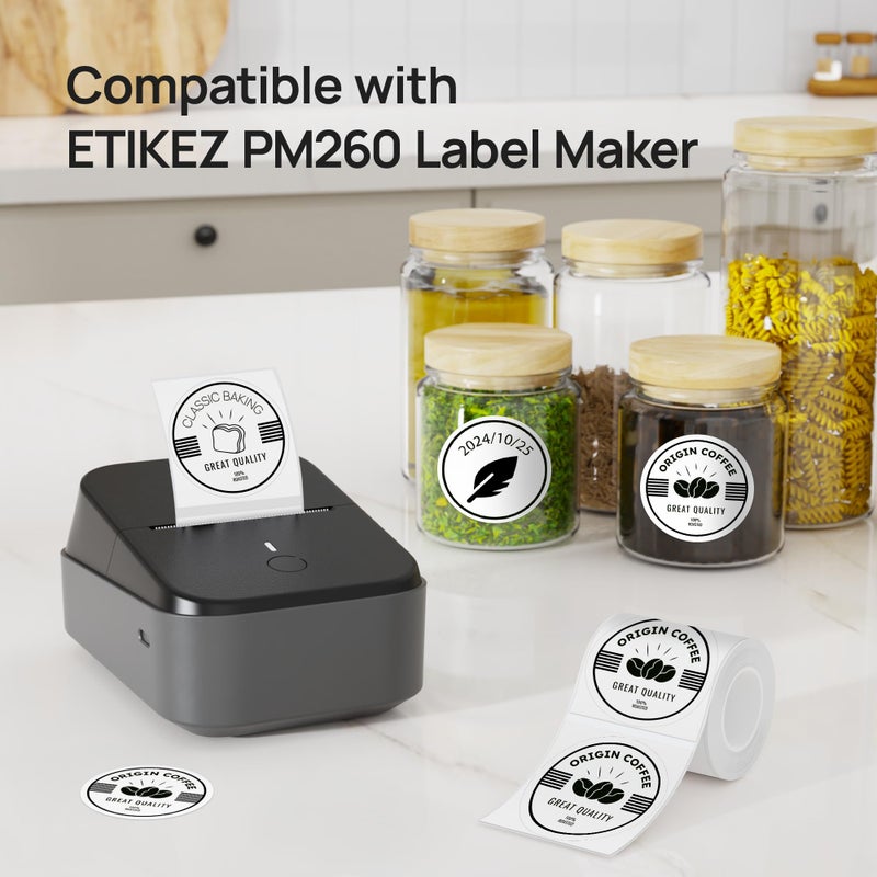 ETIKEZ Thermal Label for PM260 Printer, 2'' (50x50mm) Thermal Tape, Waterproof, Multi-Purpose Label, 1 Roll of 150 Self-Adhesive Thermal Paper (White) - Image 3