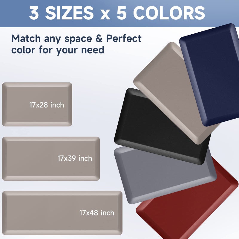 StepRite 4/5 Inch Thick Kitchen Mat Anti Fatigue Mat Kitchen Rugs Kitchen Decor Non-Slip, Stain & Water Resistant, Kitchen Mats Desk Mat for Kitchen, Office, Workshop, Khaki, 17'' x 28'' - Image 4