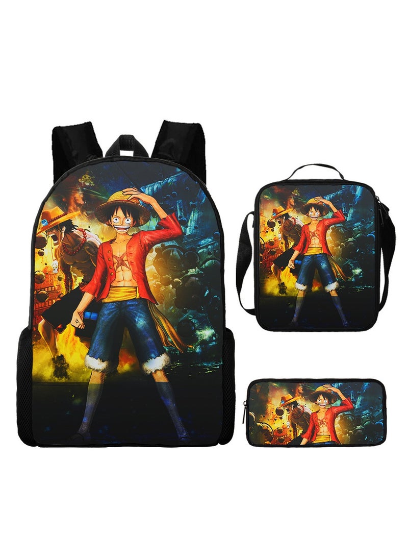 New Cartoon Animation Backpack For Primary And Secondary School Students Three-Piece Set 29*16*42cm