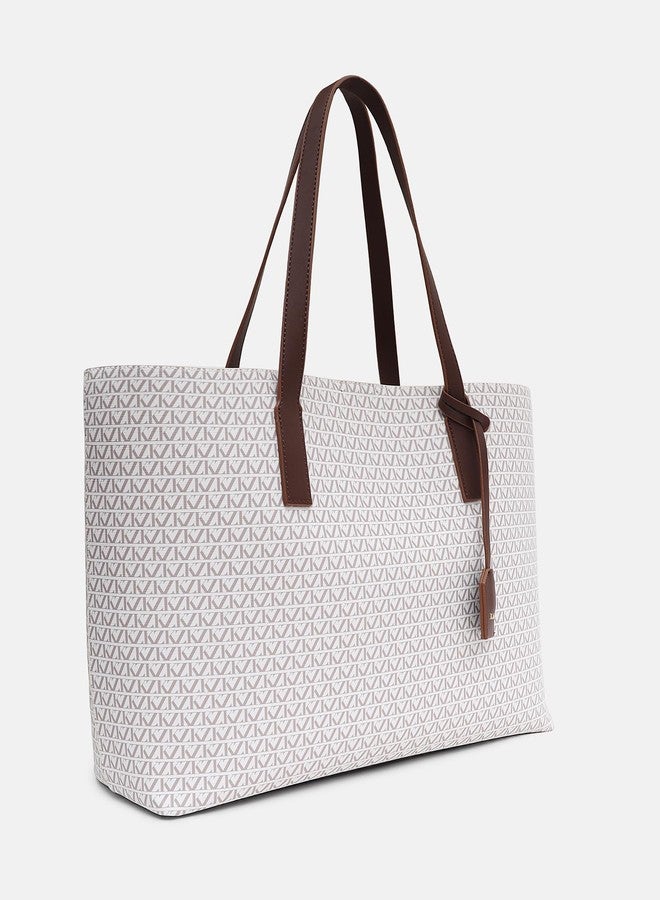 Kazo Women’s Tote Shoulder Bag with Detachable Pouch | Monogram Printed Large Handbag for Work, Office & Daily Use - Image 3