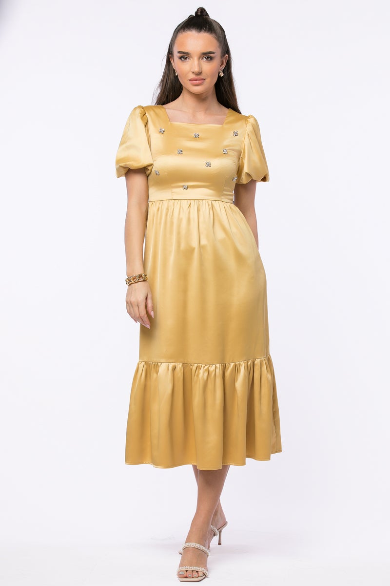 RINA فستان ميدي نسائي 20S 2XL ذهبي - Image 1