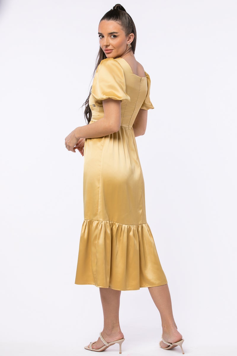 RINA فستان ميدي نسائي 20S 2XL ذهبي - Image 3