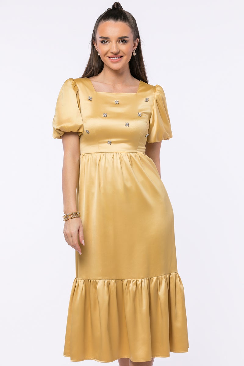 RINA فستان ميدي نسائي 20S 2XL ذهبي - Image 4