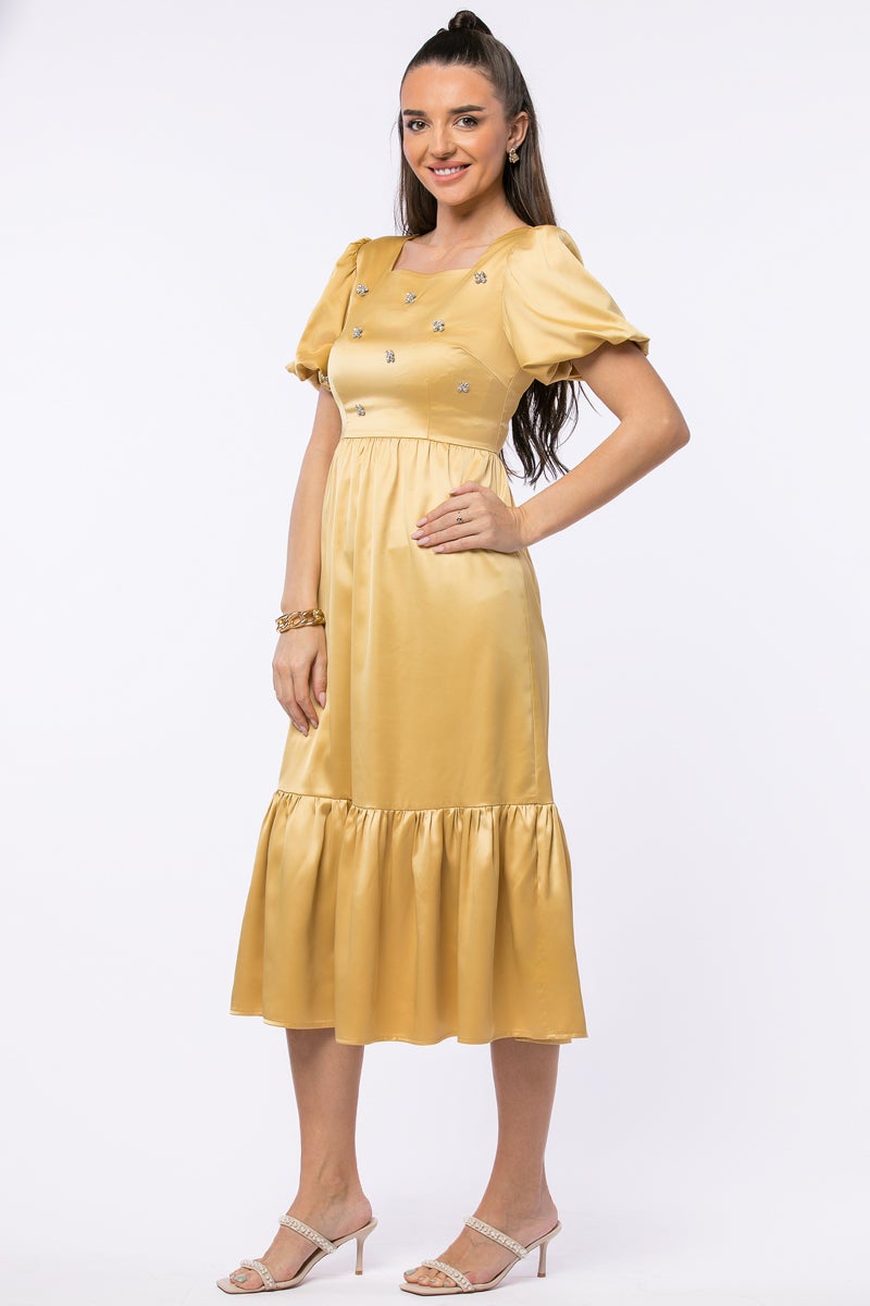 RINA فستان ميدي نسائي 20S 2XL ذهبي - Image 5