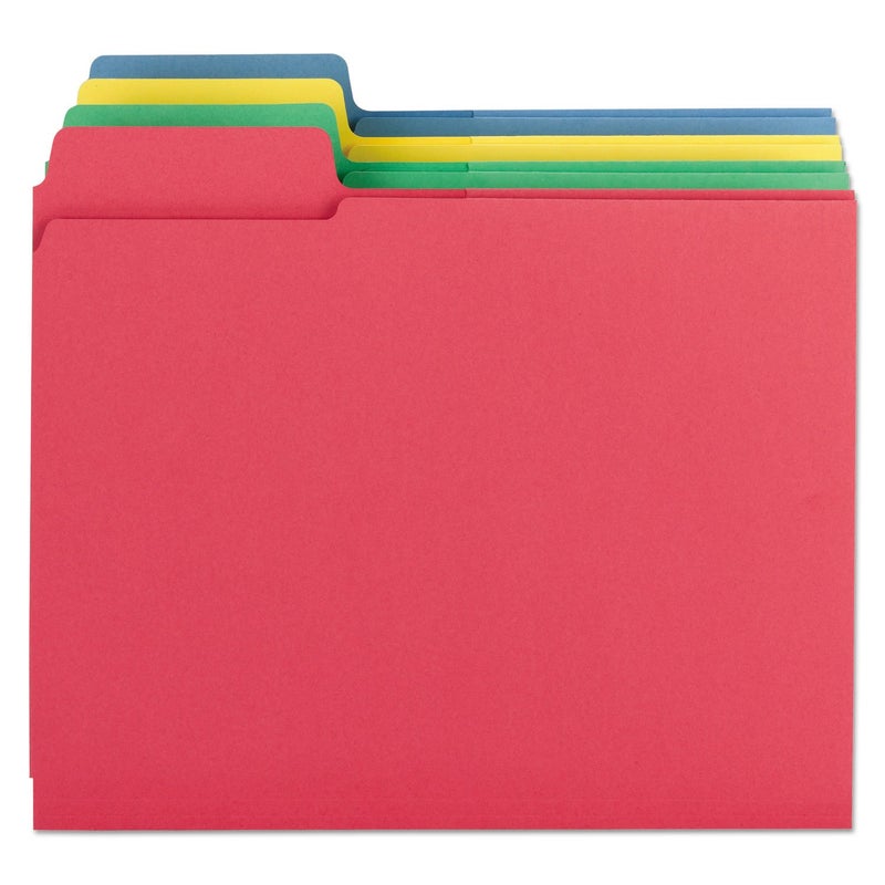 Smead 3-in-1 SuperTab Section Folder, 1/3-Cut Oversized Tab, Letter Size, Assorted Colors, 12 per Pack (11905), Pack of 1 - Image 1