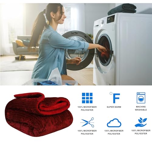 Nivasam Plush Luxury Ultra Soft Crystal Velvet Winter Blanket 1 Faux Fur Sherpa Quilt King Size Fluffy Furry Comforter Razai Ideal for Heavy Winters (Maroon, Single, Stripe) - Image 4