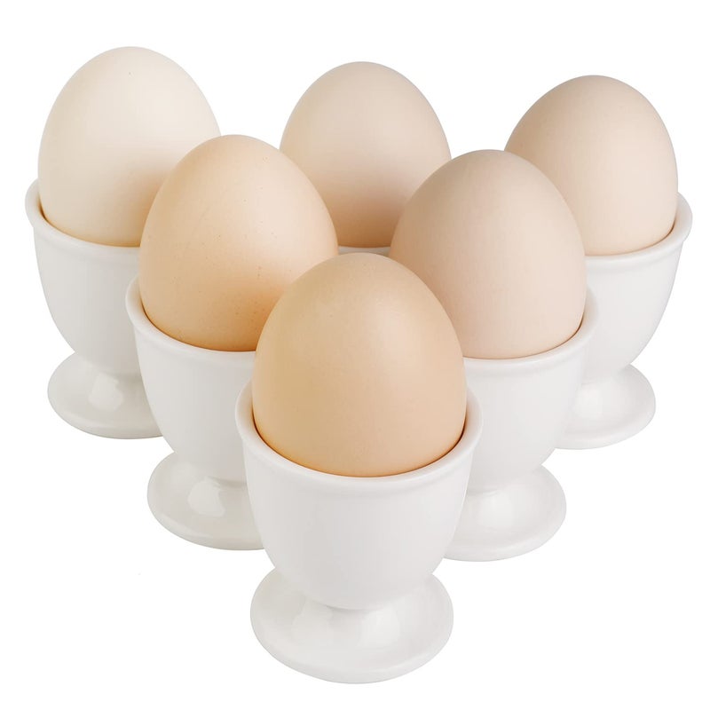 forkmannie Ceramic Soft Hard Boiled Egg Cups Holder Set of 6 for Breakfast Brunch Soft Boiled Egg Holder