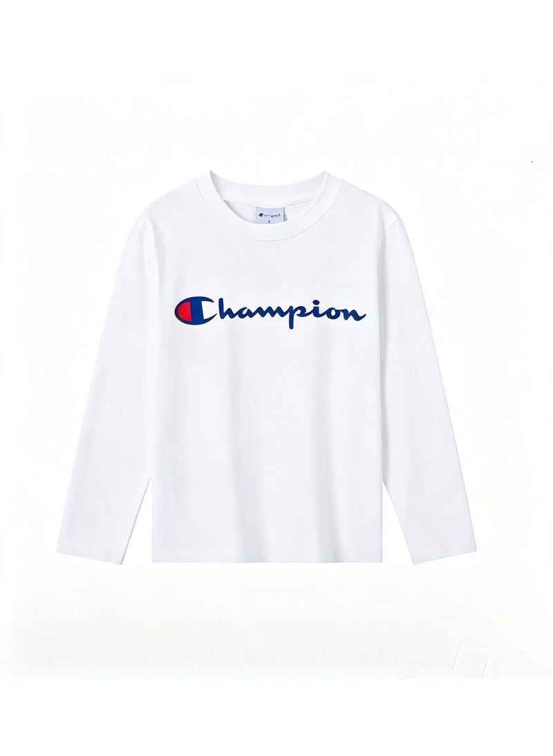 Champion Unisex Crew Neck Long Sleeve T‑Shirt Classic Logo Casual Cotton Top-S - Image 3