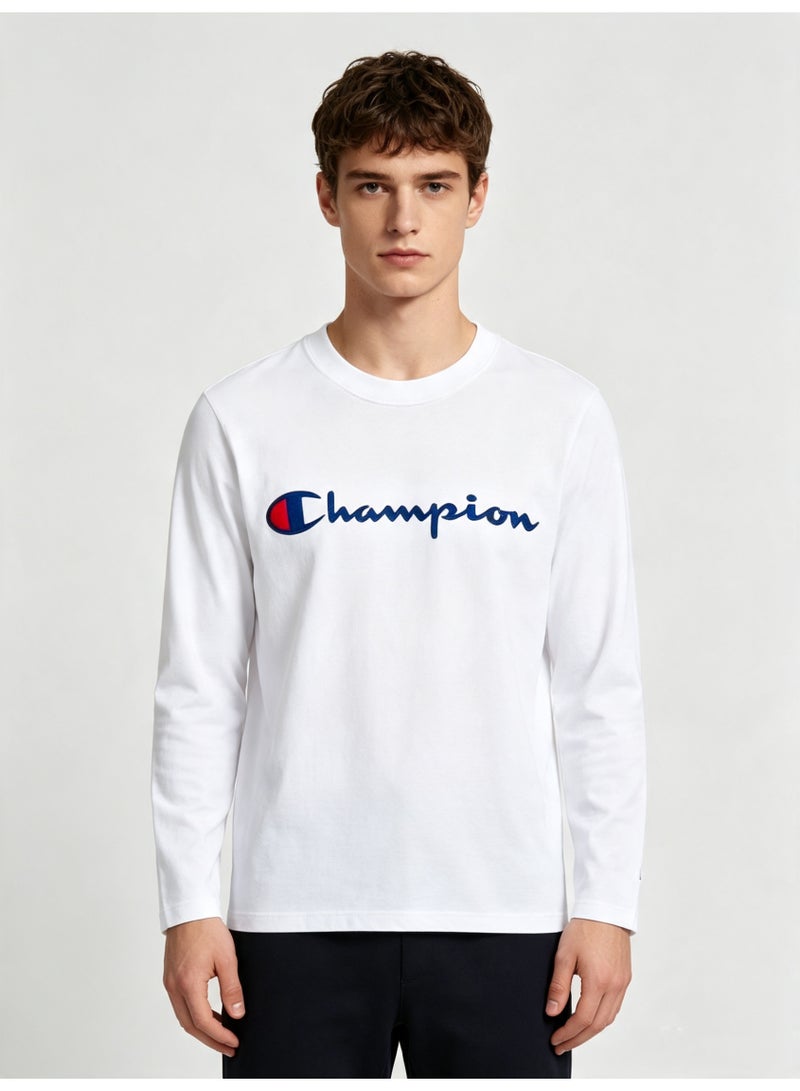Champion Unisex Crew Neck Long Sleeve T‑Shirt Classic Logo Casual Cotton Top-S - Image 1