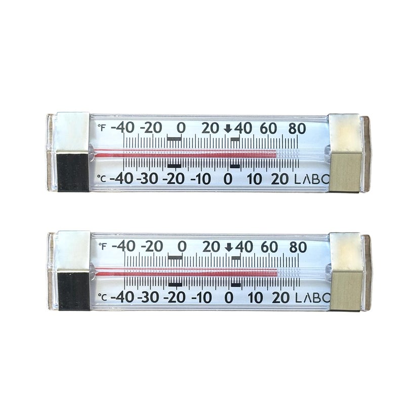 LABO Technology Refrigerator and Freezer Thermometer Fridge Thermometer 2 Pack – Waterproof Analog, Large Dial, Accurate, Easy to Read, Wide Range -40°F to 80°F for Kitchen, Restaurant, Cooler, Lab, Industrial Use - Image 1