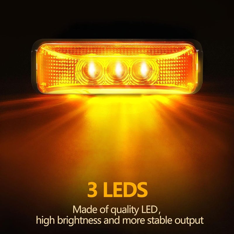 Yahenda 20 Pieces 3.9 Inch 3 LED Amber Trailer Marker Lights - Waterproof Rectangle Running Lights for Trucks and RVs - Image 3