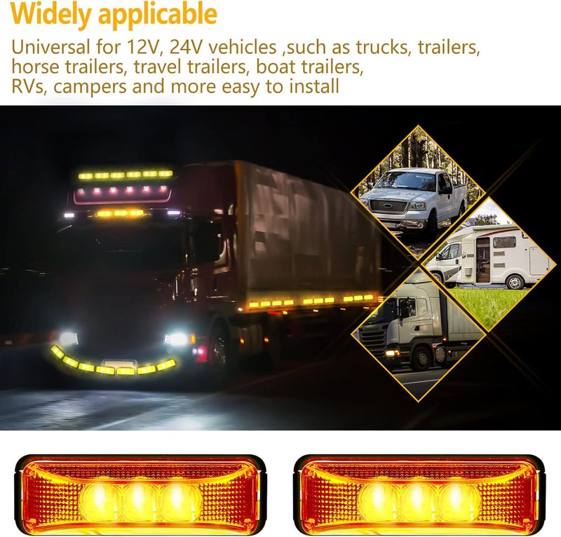 Yahenda 20 Pieces 3.9 Inch 3 LED Amber Trailer Marker Lights - Waterproof Rectangle Running Lights for Trucks and RVs - Image 4