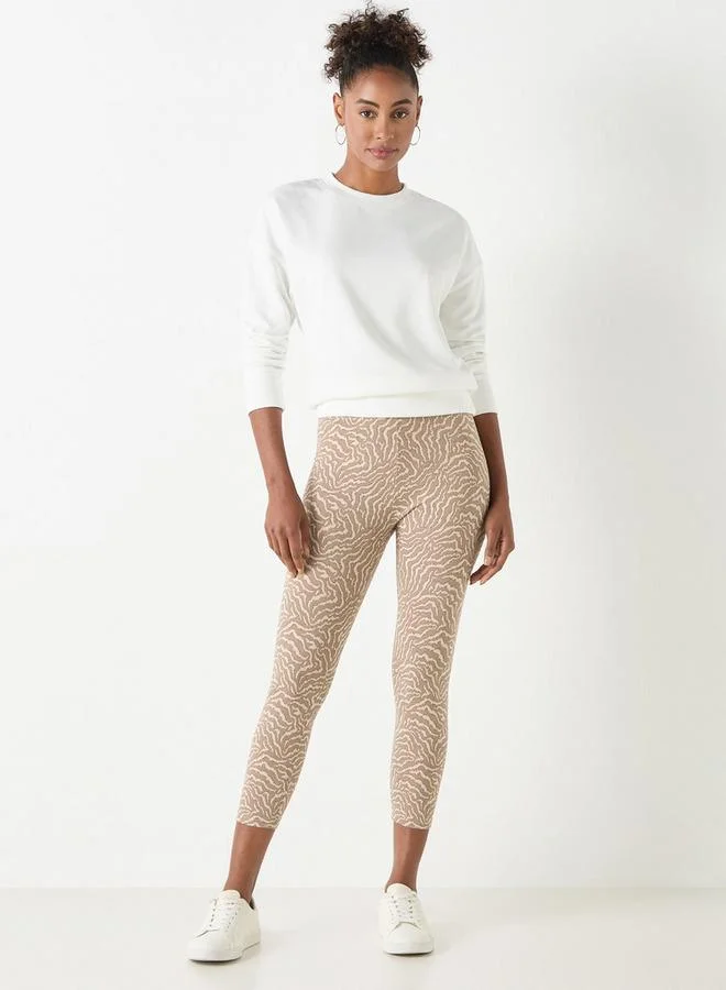 سبلاش فيڤ بنطلون ضيق عالي الخصر بطبعة شاملة