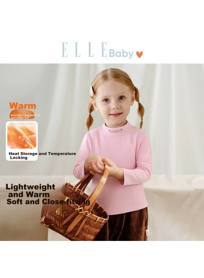 Elle Baby Girls' T-shirt Children's Base Layer Baby Autumn Winter Warm Top Toddler Pink High Neck 110 - Image 1