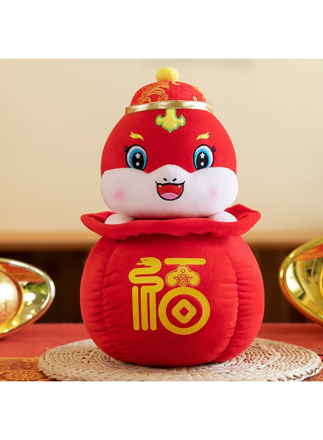 2025 Year Of The Snake Mascot Doll Cartoon Zodiac Snake Doll Activity Gift Plush Toy For Logo Wholesale-Specifications:Money Jar Snake-Color:40cm - Image 1
