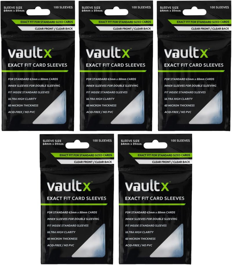 Vault X Exact Fit Trading Card Sleeves, Soft, High Clarity, Perfect Fit Inner Sleeves, Collectible Card Games, Sports, TCG (500 Pack) - Image 1