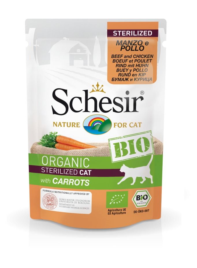 Schesir Organic Bio Beef And Chicken With Carrots Sterilized Cat Wet Food