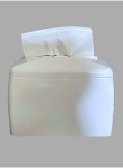 LACOT GENERAL TRADING LLC Tissue Box Holder for Facial Paper Napkin for Bathroom Vanity Countertop, Nightstand, Office, Mini, White Set of 2 pcs  - Image 2