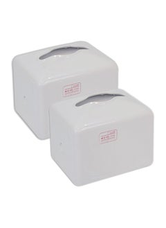 LACOT GENERAL TRADING LLC Tissue Box Holder for Facial Paper Napkin for Bathroom Vanity Countertop, Nightstand, Office, Mini, White Set of 2 pcs  - Image 1