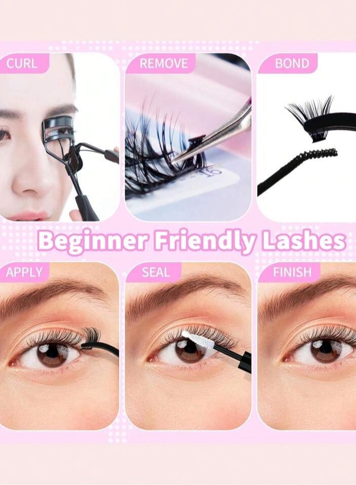 رموش صناعية "بوند آند سيل" خفيفه وناعمة بمظهر طبيعي مجموعة لاش بوند مع لاصق رموش +ادوات تثبيت - Image 5