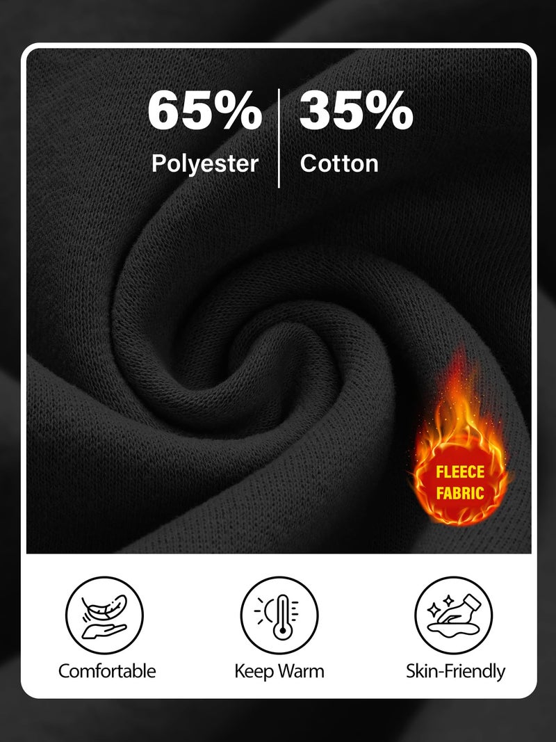 PLEPAN Cotton Hoodies for Men Casual Long Sleeve Unisex Essentials Hoodie Midweight Winter Fleece Hooded Sweatshirts, Black, S - Image 4