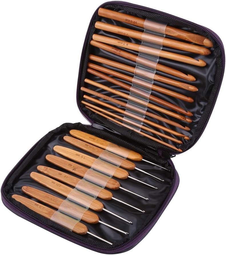 woobles Weaving Tools Kit, Bamboo Crochet Hooks Sweater Needle 20PCs Crochet Needles for Beginner and Professional - Image 1