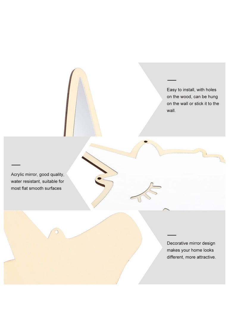 KASTWAVE Removable Unicorn Shaped Wall Mirror, Acrylic Decorative Wall Mirror, Home Vintage Decor Mirror, Suitable for Home Living Room Bedroom Decorations - Image 4