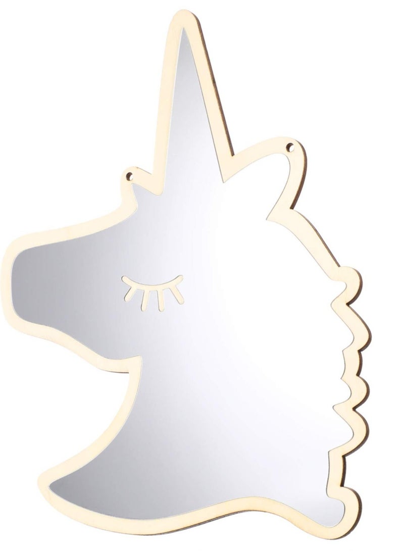 KASTWAVE Removable Unicorn Shaped Wall Mirror, Acrylic Decorative Wall Mirror, Home Vintage Decor Mirror, Suitable for Home Living Room Bedroom Decorations - Image 1