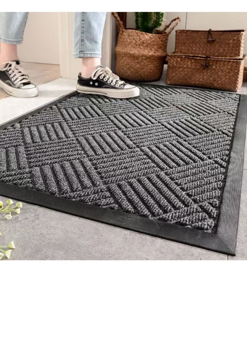 Kutis 1-Piece Non-slip Water Absorptive Stripe Polyester Fiber Doorways Mat Carpet Dark Grey 75 x 45 Centimeter  - Image 3