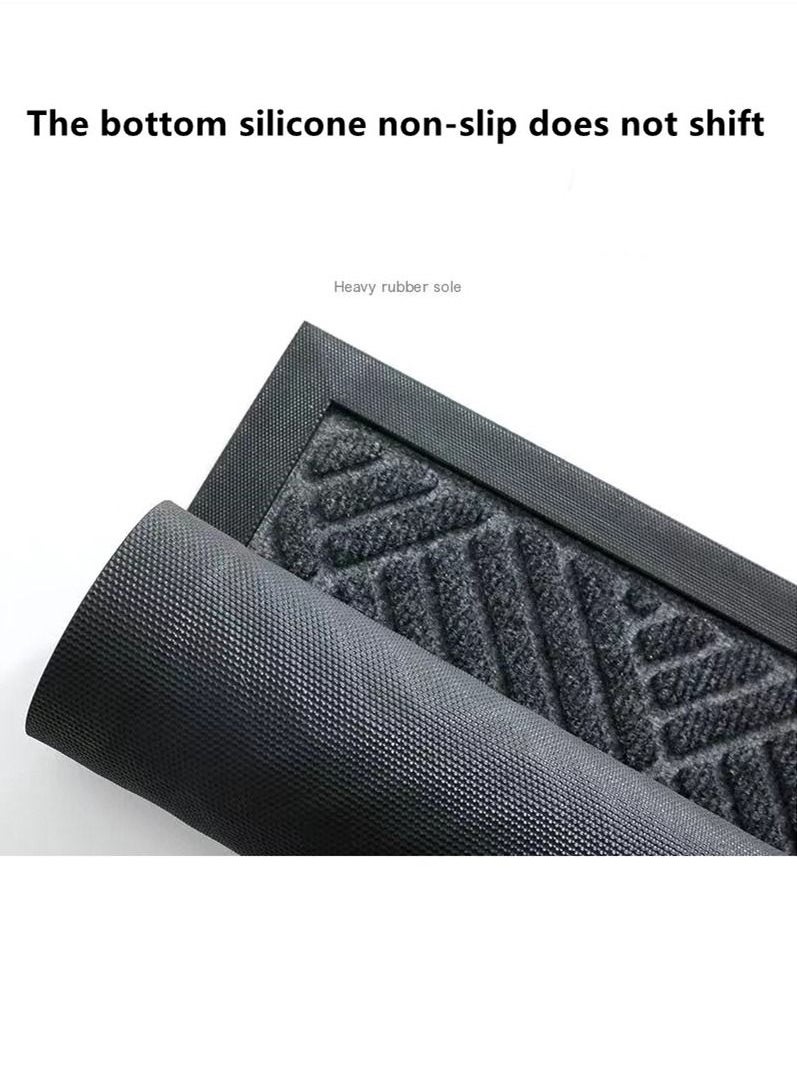 Kutis 1-Piece Non-slip Water Absorptive Stripe Polyester Fiber Doorways Mat Carpet Dark Grey 75 x 45 Centimeter  - Image 4
