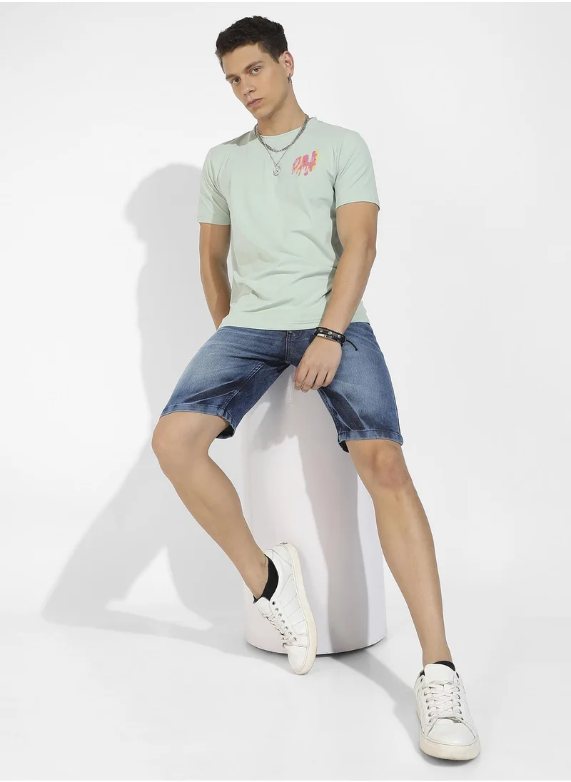 Campus Sutra Men's Sage Green Basic Regular Fit T-Shirt