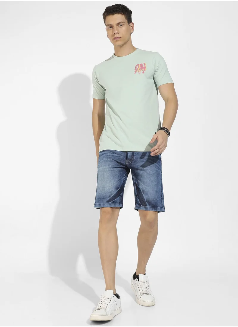 Campus Sutra Men's Sage Green Basic Regular Fit T-Shirt