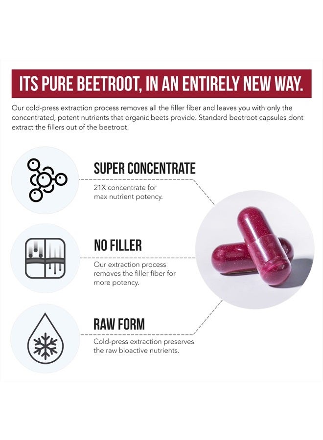Triquetra Health BioBeet® Max Strength Beet Root Capsules - 21:1 Concentrate, Each Serving Derived from 28,350 mg Organic Beetroot - Absorption Enhancement with BioPerine® Black Pepper Extract (60 Capsules)  - Image 5