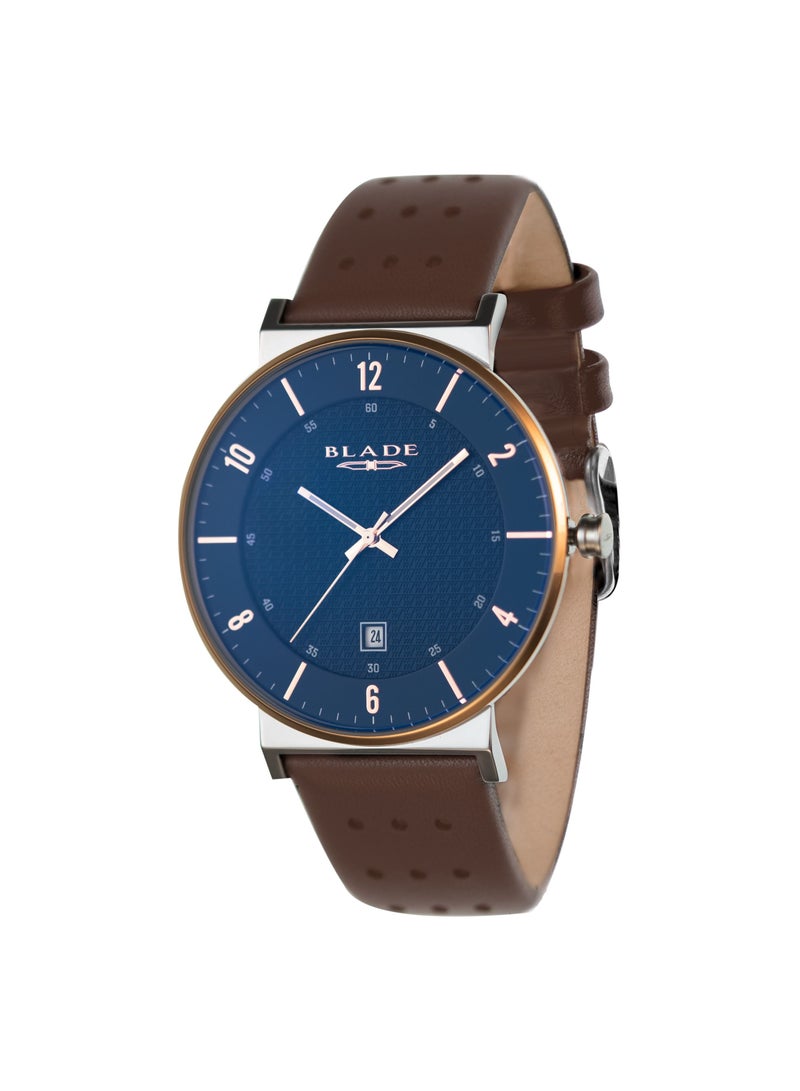 BLADE Wanderer Bichrome 3683G1UBO SS & Leather Date Men's Watch - Image 1
