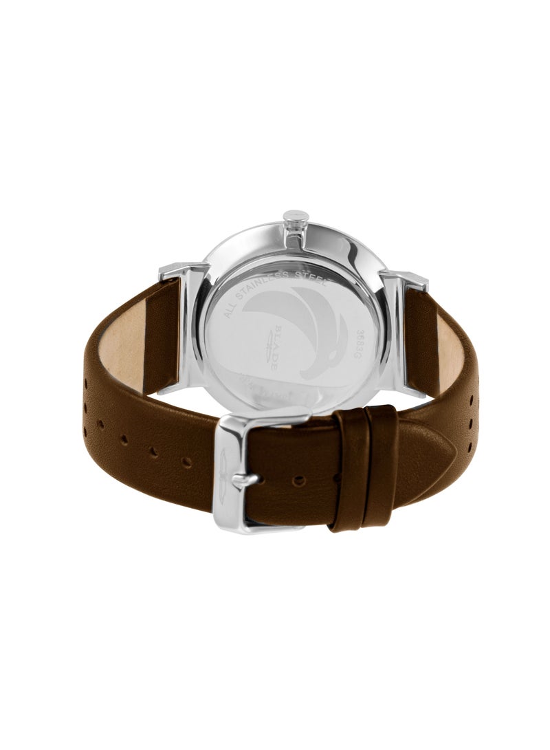 BLADE Wanderer Bichrome 3683G1UBO SS & Leather Date Men's Watch - Image 4
