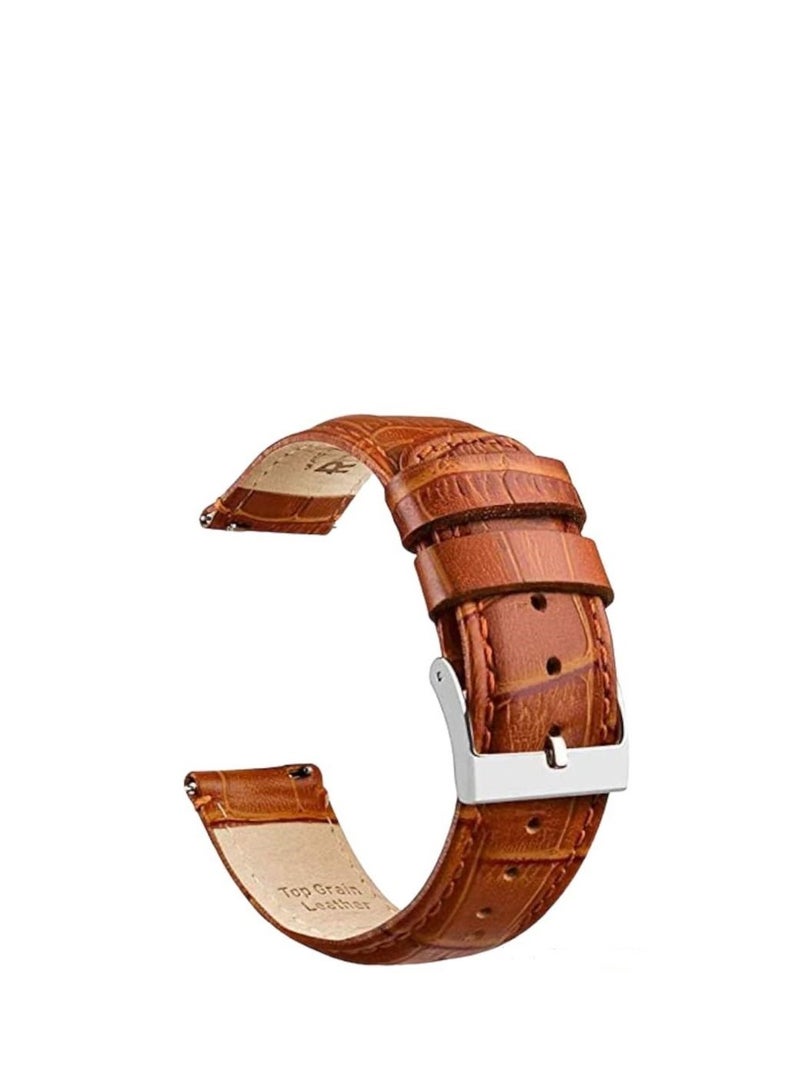 Watch Textured Leather 22mm Strap Compatible with Galaxy Watch 3 45mm/Galaxy 46mm/Gear S3 Frontier,Classic/Amazfit Pace/Huawei GT2 46mm/Honor Magic Watch 2(46mm) Camel - Image 1