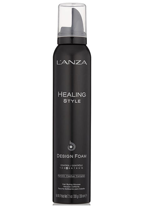 L'ANZA Healing Style Design Foam with Low Hold Effect, Boosts Shine and Adds Body, With UV and Heat Protection to Prevent Sun and Styling Damage (7.1 Fl Oz)
