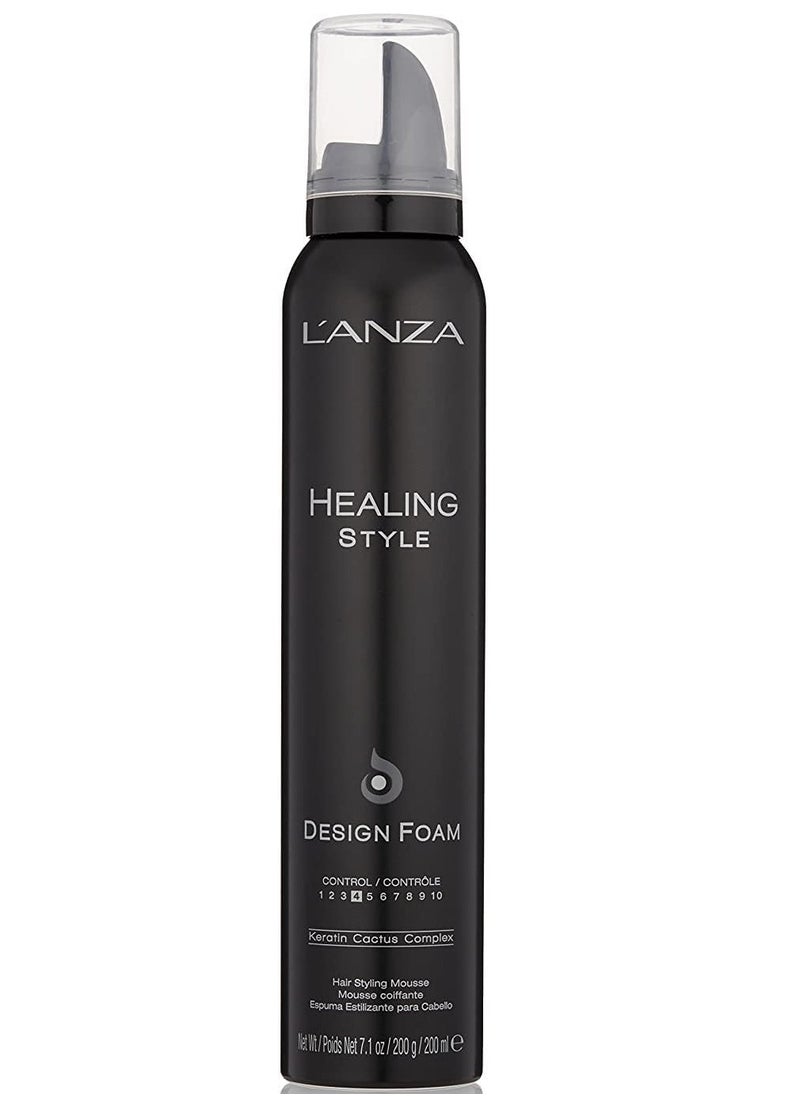 L'ANZA Healing Style Design Foam with Low Hold Effect, Boosts Shine and Adds Body, With UV and Heat Protection to Prevent Sun and Styling Damage (7.1 Fl Oz)