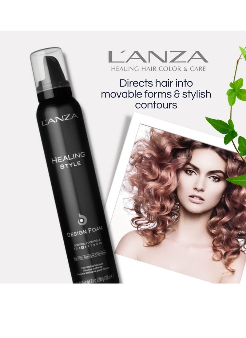 L'ANZA Healing Style Design Foam with Low Hold Effect, Boosts Shine and Adds Body, With UV and Heat Protection to Prevent Sun and Styling Damage (7.1 Fl Oz)