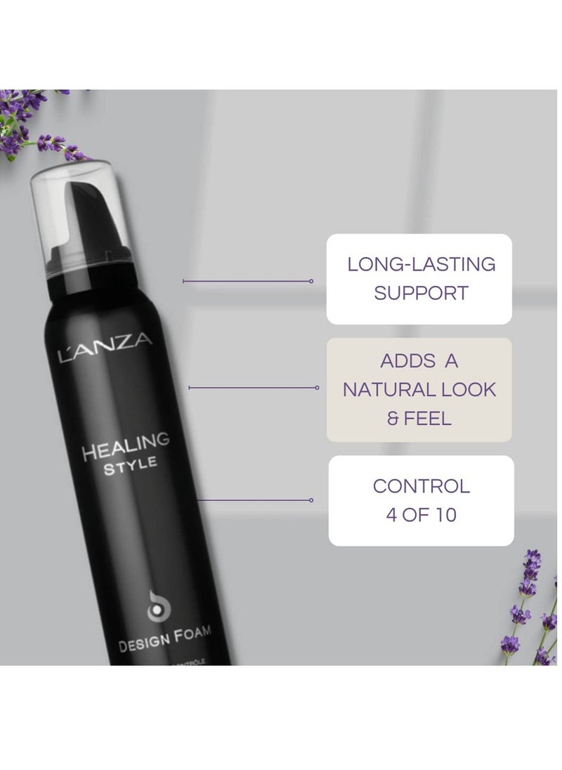 L'ANZA Healing Style Design Foam with Low Hold Effect, Boosts Shine and Adds Body, With UV and Heat Protection to Prevent Sun and Styling Damage (7.1 Fl Oz)