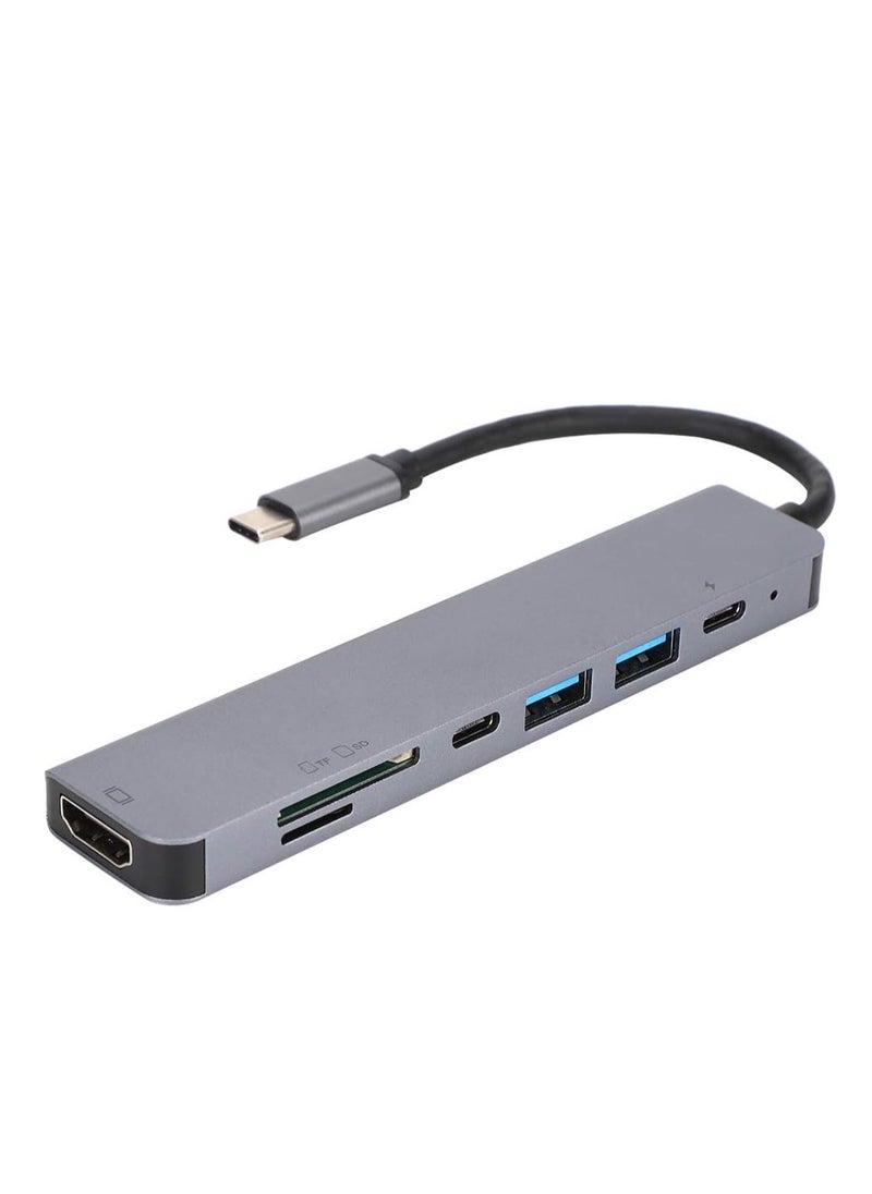 Generic USB C Hub, 7 in 1 Type C Adapter with USB C to HDMI,1Gbps Ethernet RJ45,100W Power Delivery,2 USB 3.0 Data Ports, SD/TF Card Readers, Compatible for MacBook Pro/Air, and More USB C Device  - Image 1