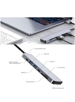 Generic USB C Hub, 7 in 1 Type C Adapter with USB C to HDMI,1Gbps Ethernet RJ45,100W Power Delivery,2 USB 3.0 Data Ports, SD/TF Card Readers, Compatible for MacBook Pro/Air, and More USB C Device  - Image 2