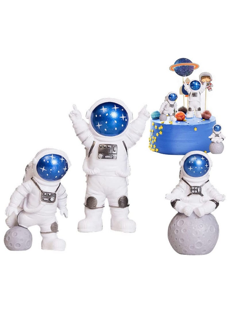 4PCS Astronaut Figurines Cake Topper Outer Space Birthday Cake Decorations, Spaceman Model Display, Miniature Astronaut Toys Set with Planet, Rocket, Pearl Balls & Stars for Kids Party DIY Decor - Image 3