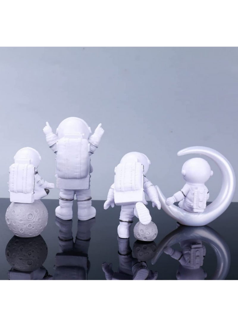 4PCS Astronaut Figurines Cake Topper Outer Space Birthday Cake Decorations, Spaceman Model Display, Miniature Astronaut Toys Set with Planet, Rocket, Pearl Balls & Stars for Kids Party DIY Decor - Image 4