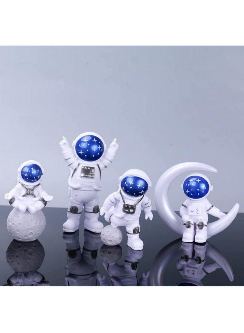 4PCS Astronaut Figurines Cake Topper Outer Space Birthday Cake Decorations, Spaceman Model Display, Miniature Astronaut Toys Set with Planet, Rocket, Pearl Balls & Stars for Kids Party DIY Decor - Image 5