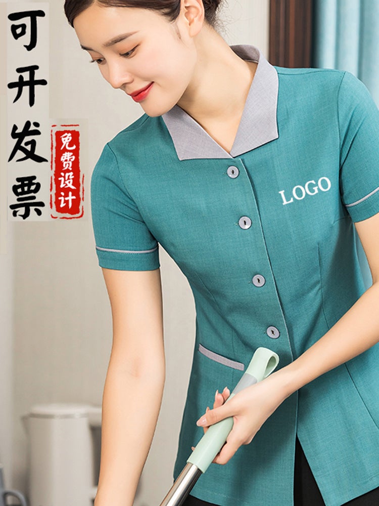 Property Cleaning Work Clothes Short-Sleeved Summer T-Shirt El Guest Room Sales Department Hospital Cleaner Cleaner Clothing - Image 2