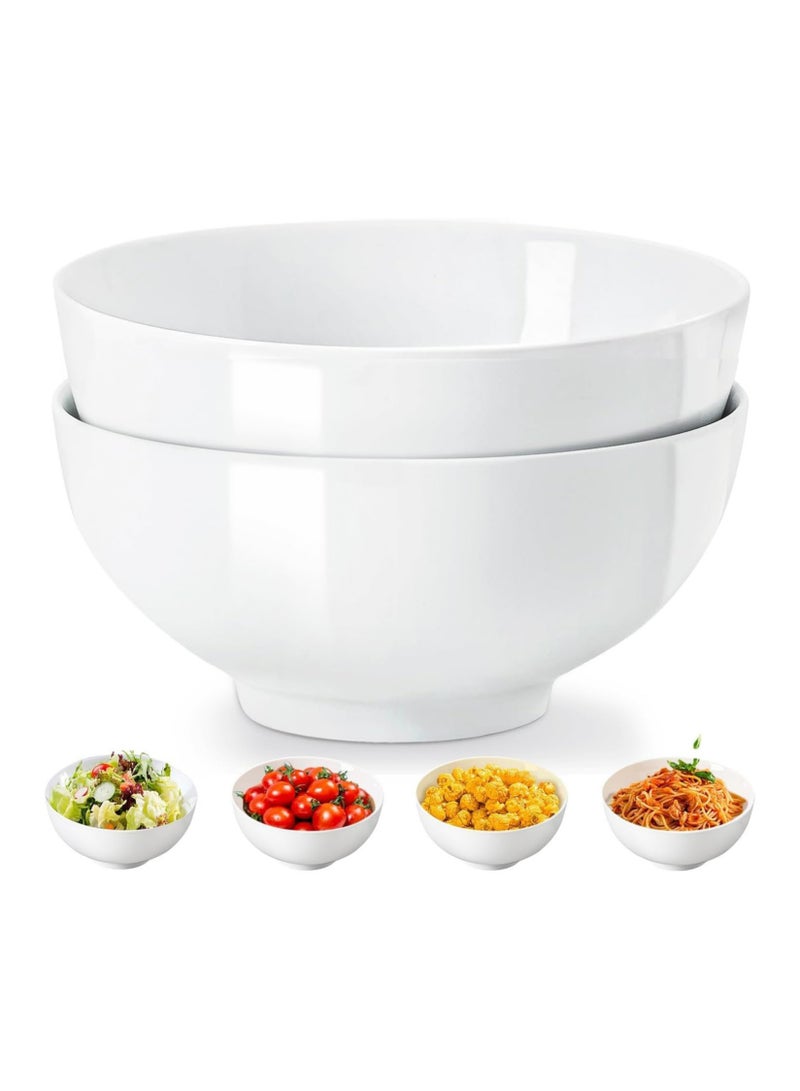 يلا جوي مجموعة من وعاءين سيراميك - وعاء أبيض كبير للحبوب والحساء والشوفان والأرز والمعكرونة والسلطة - آمن للاستخدام في غسالة الأطباق والميكروويف (8 بوصة | 21 سم) - Image 1