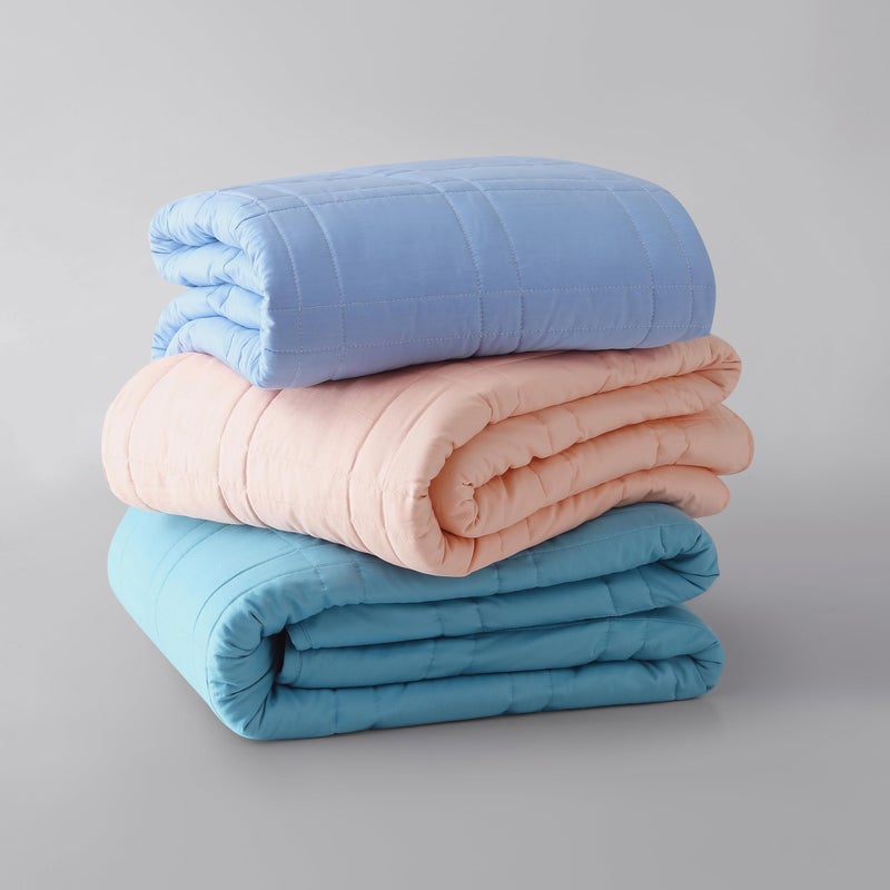 Baloo Weighted Blanket for Kids and Adults Aqua  9lbs 40x60  Mini Size  Cooling  100 Cotton Material  Machine Washable  Dryer Safe  with Glass Microbead Fill