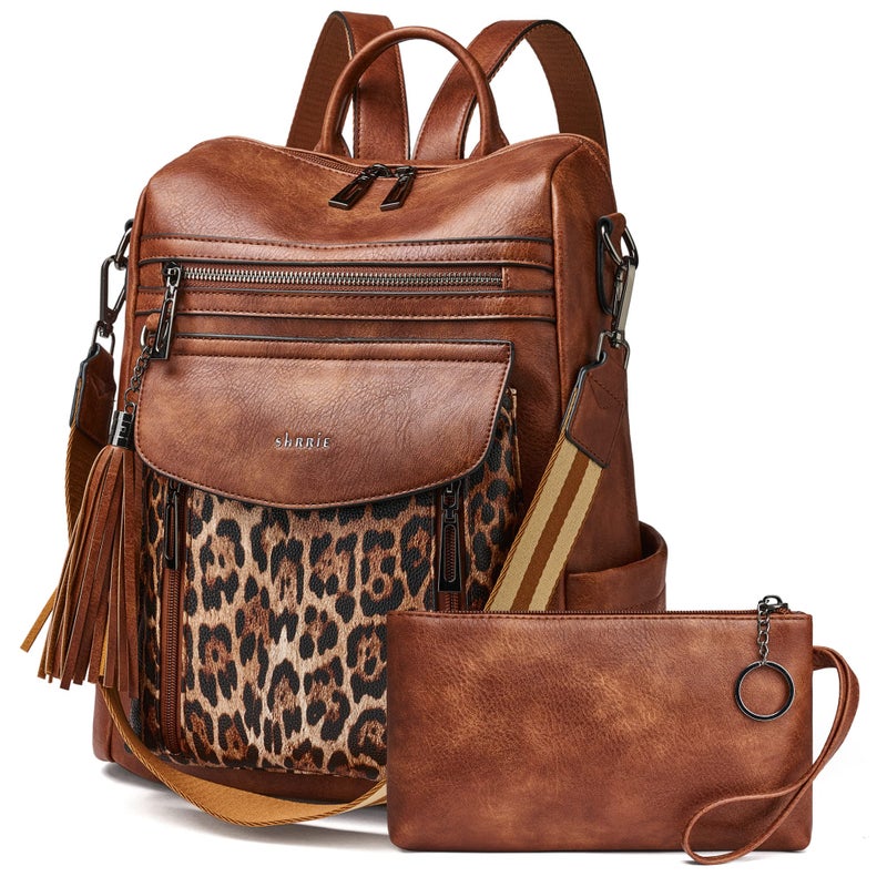Shrrie Backpack Purse for Women Fashion Leather Backpack Purse Designer Travel Backpack Convertible Shoulder Bag with Wristlet - Image 1